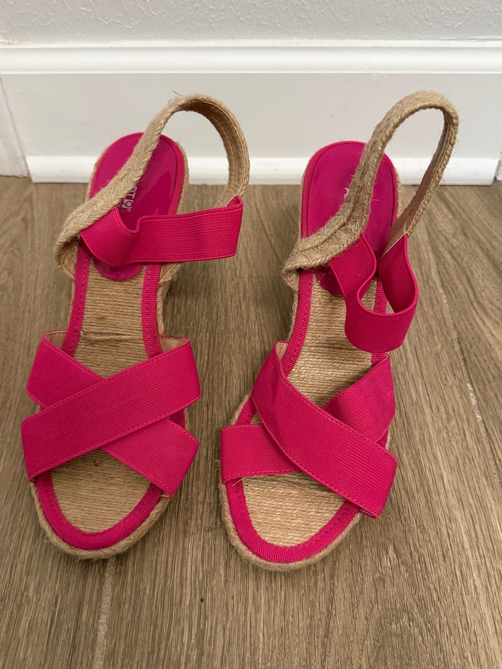 Women's Hot Pink Espadrille Wedge Sandals